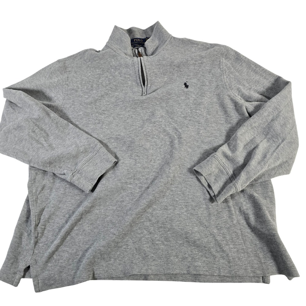 Polo Ralph Lauren Mens Quarter Zip Pullover Sweatshirt Gray Estate Rib XL